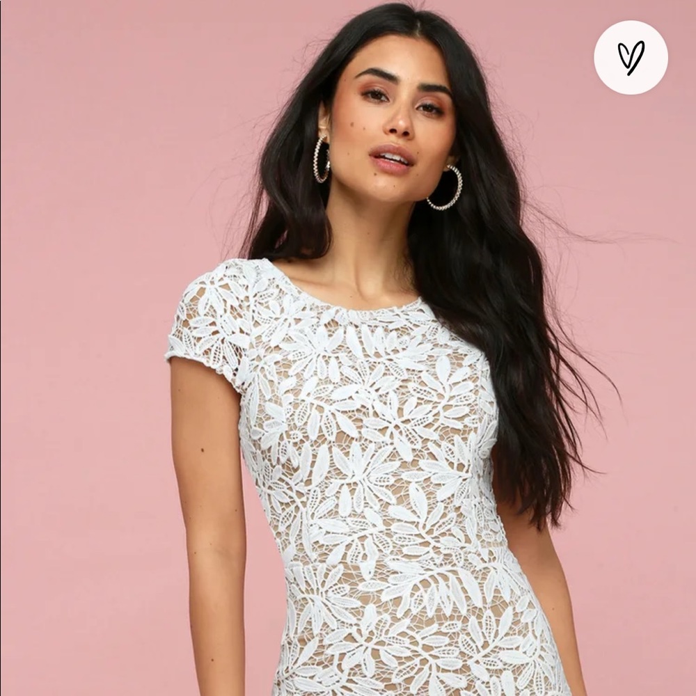 Right sheer right now white lace bodycon dress
